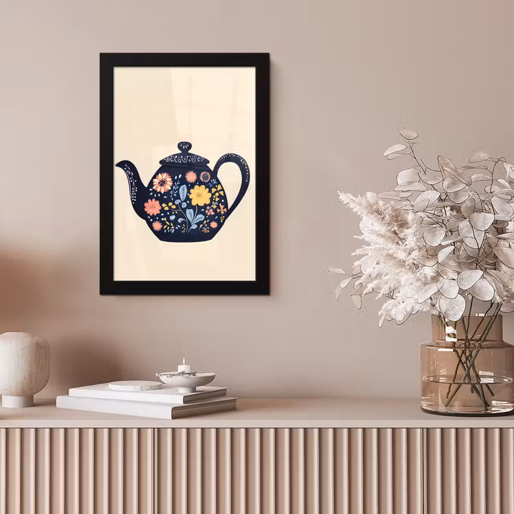 Theepot - Kleurrijk - Bloemen fotolijst zwart zonder passe partout klein -sfeer5