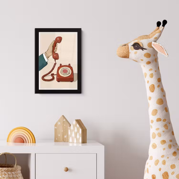 Telefoon - Hand - Vintage - Communicatie - Rood fotolijst zwart zonder passe partout klein -usfeer4_kinderkamer