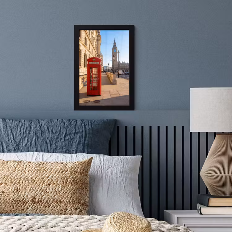 Telefooncel - Rood - Londen - Stad - Architectuur fotolijst zwart zonder passe partout klein -sfeer3