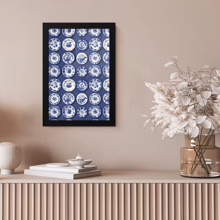 Borden - Floraal - Blauw fotolijst zwart zonder passe partout klein 224 -sfeer5