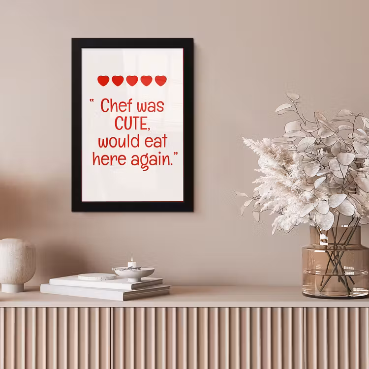 Tekst - Rood - Hartjes fotolijst zwart zonder passe partout klein -sfeer5