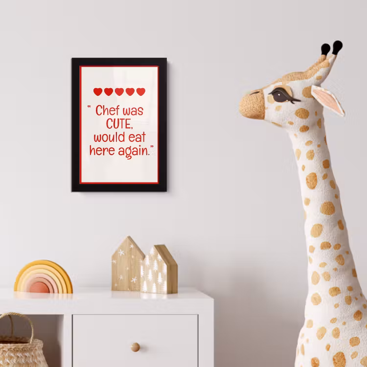 Tekst - Rood - Hartjes fotolijst zwart zonder passe partout klein -usfeer4_kinderkamer