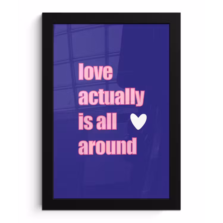 Tekst - Valentijn - Love - Blauw fotolijst zwart zonder passe partout klein -3d