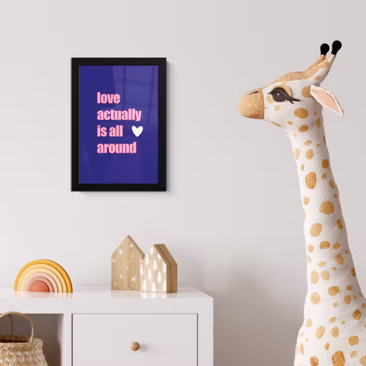Tekst - Valentijn - Love - Blauw fotolijst zwart zonder passe partout klein -usfeer4_kinderkamer