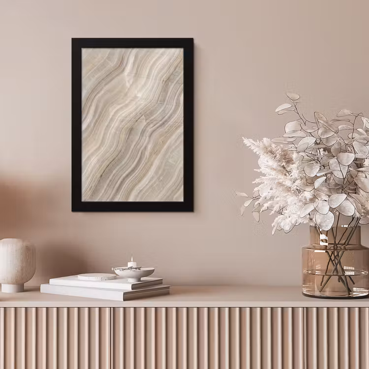 Textuur - Golvend - Abstract - Modern - Beige fotolijst zwart zonder passe partout klein -sfeer5