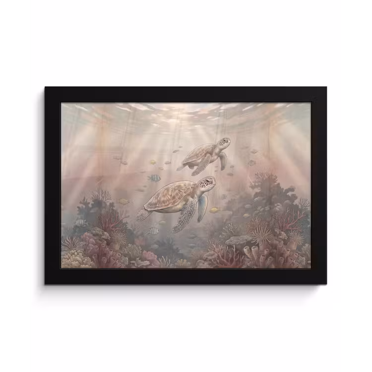 Dier - Onderwater - Oceaan - Illustratie - Zeeleven fotolijst zwart zonder passe partout klein -3d