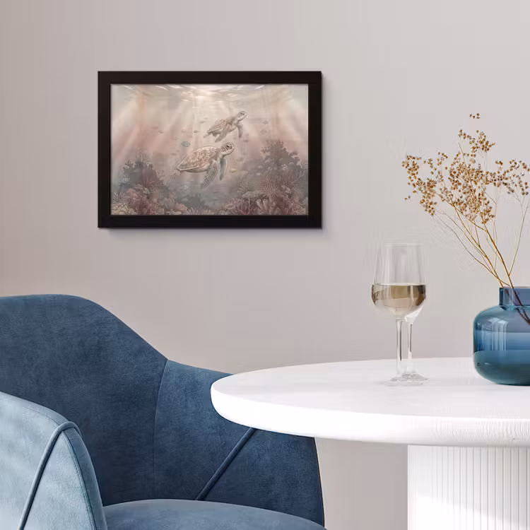 Dier - Onderwater - Oceaan - Illustratie - Zeeleven fotolijst zwart zonder passe partout klein -sfeer4