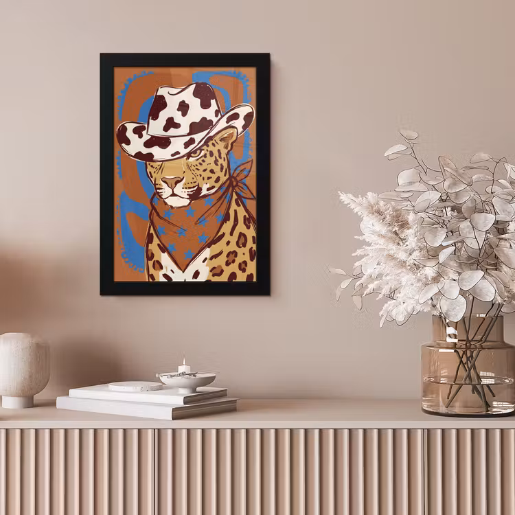 Dieren - Cowboyhoed - Modern - Illustratie - Bruin fotolijst zwart zonder passe partout klein -sfeer5