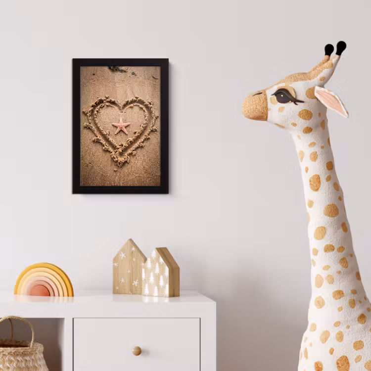 Dieren - Hart - Strand - Zand - Roze fotolijst zwart zonder passe partout klein -usfeer4_kinderkamer