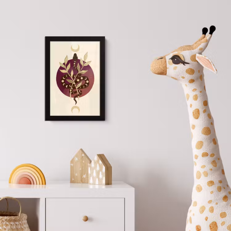 Dieren - Slang - Maan - Mystiek - Abstract fotolijst zwart zonder passe partout klein -usfeer4_kinderkamer
