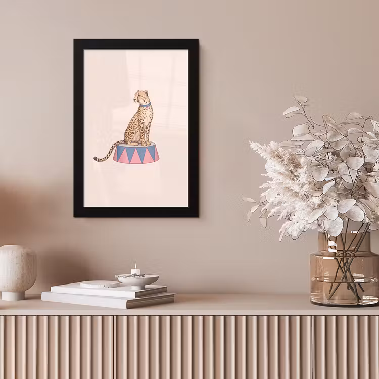 Dieren - Circus - Illustratie - Vintage - Roze fotolijst zwart zonder passe partout klein -sfeer5
