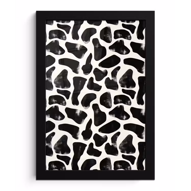 Dierenpatroon - Vlekken - Zwart - Wit fotolijst zwart zonder passe partout klein 224 -3d
