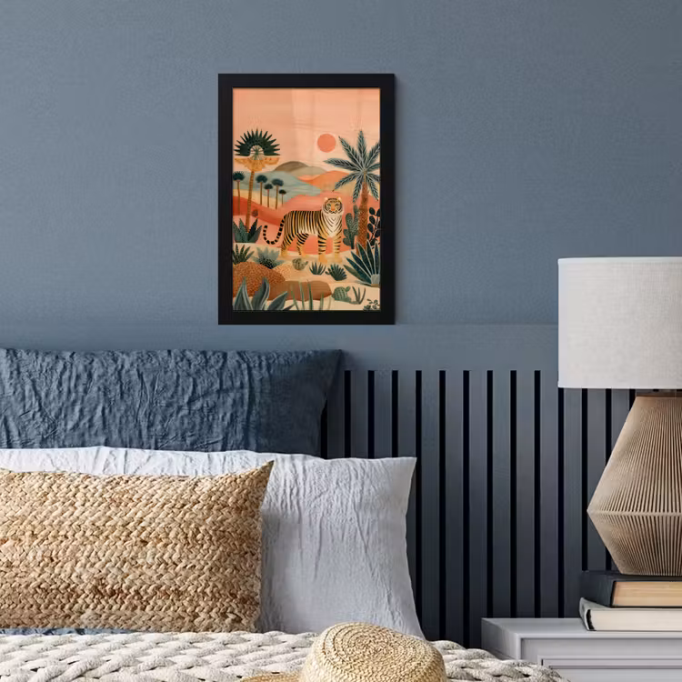 Tijger - Kleurrijk - Palmen - Cactus fotolijst zwart zonder passe partout klein -sfeer3