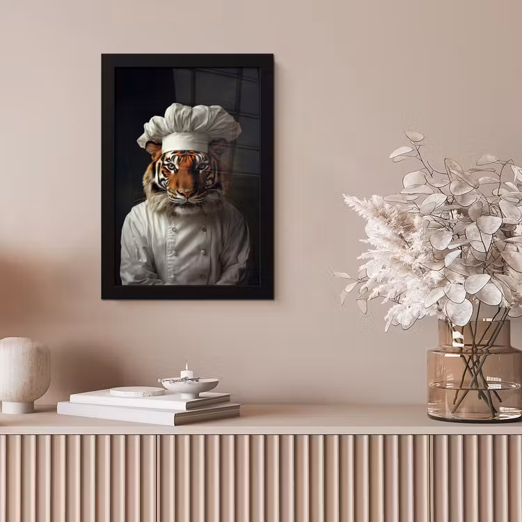 Tijger - Kokskleding - Bruin fotolijst zwart zonder passe partout klein -sfeer5