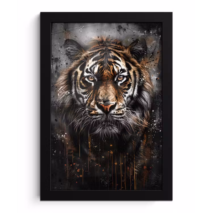 Tijger - Dieren - Portret - Luxe - Zwart fotolijst zwart zonder passe partout klein -3d