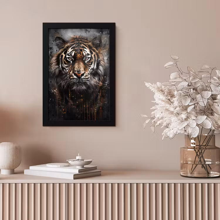 Tijger - Dieren - Portret - Luxe - Zwart fotolijst zwart zonder passe partout klein -sfeer5