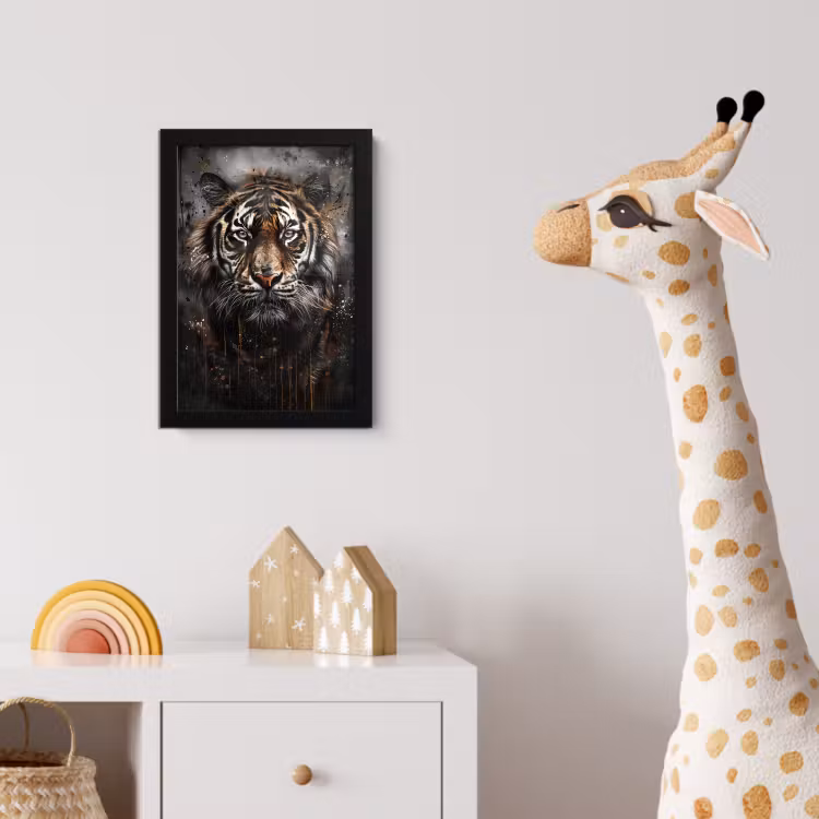 Tijger - Dieren - Portret - Luxe - Zwart fotolijst zwart zonder passe partout klein -usfeer4_kinderkamer