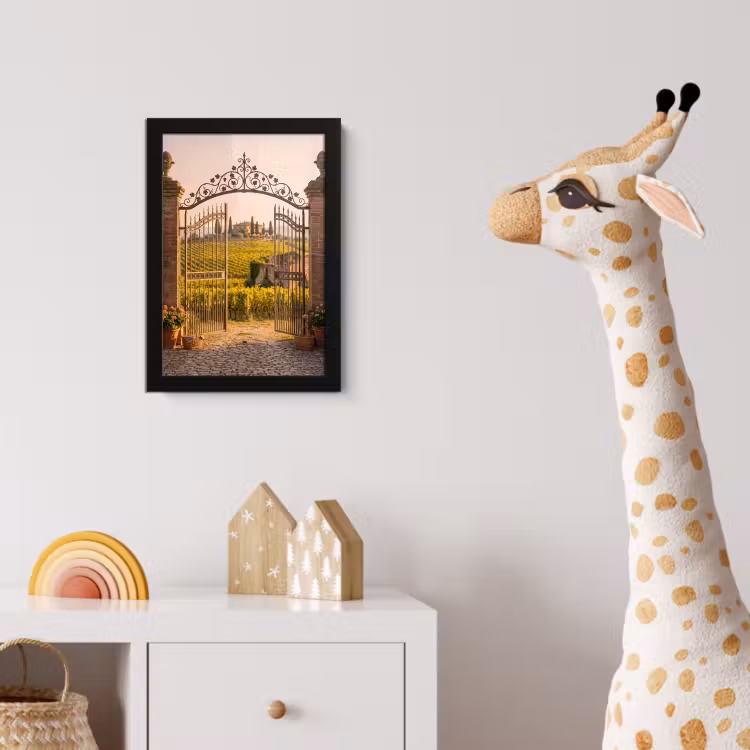 Poort - Landschap - Platteland - Zonlicht - Warm fotolijst zwart zonder passe partout klein -usfeer4_kinderkamer