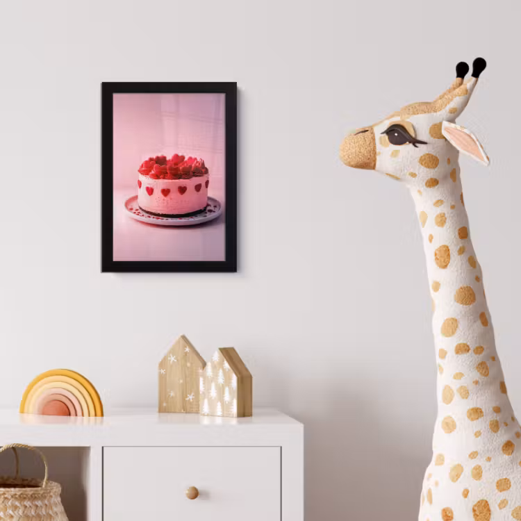 Taart - Hart - Roze fotolijst zwart zonder passe partout klein -usfeer4_kinderkamer