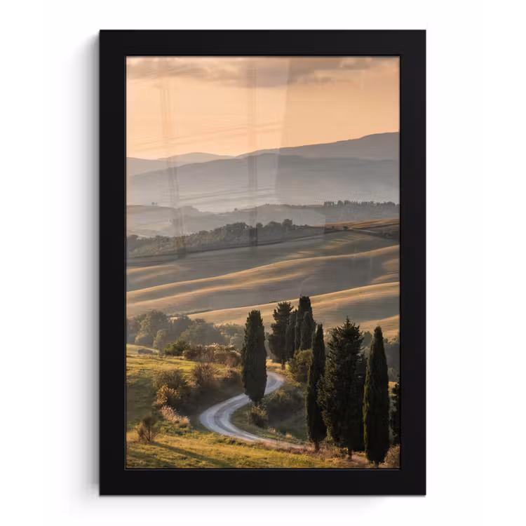 Toscaans - Landschap - Heuvels fotolijst zwart zonder passe partout klein -3d