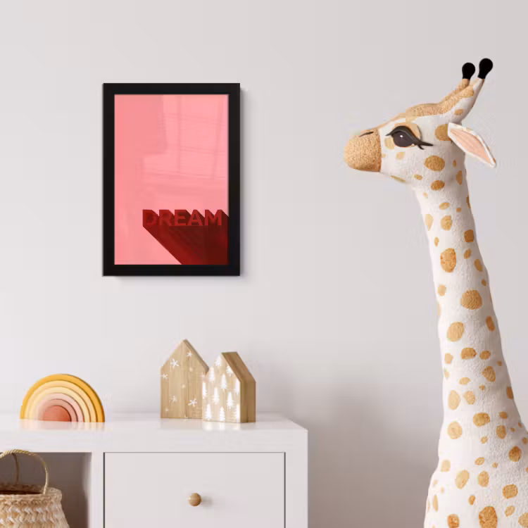 Dream - 3D - Rood - Roze fotolijst zwart zonder passe partout klein -usfeer4_kinderkamer
