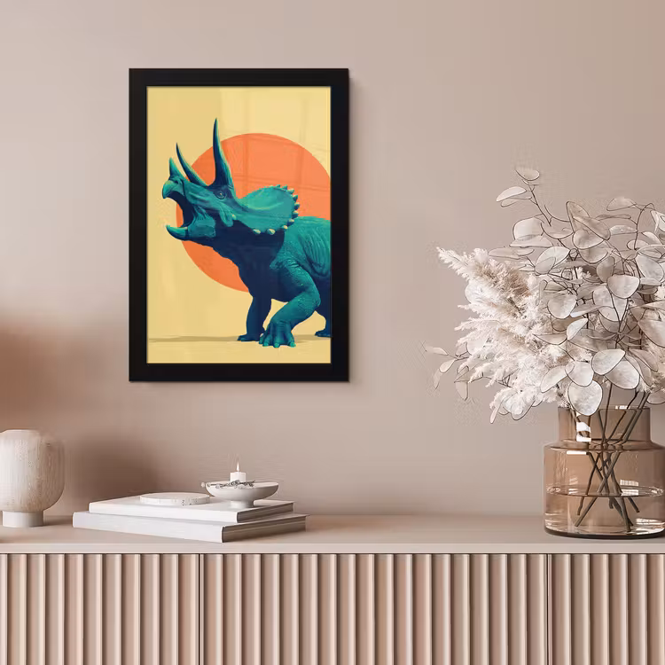 Triceratops - Cirkel - Oranje - Hoorns fotolijst zwart zonder passe partout klein -sfeer5