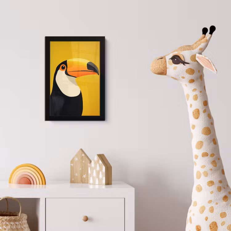 Toekan - Minimalistisch - Snavel - Oranje fotolijst zwart zonder passe partout klein -usfeer4_kinderkamer