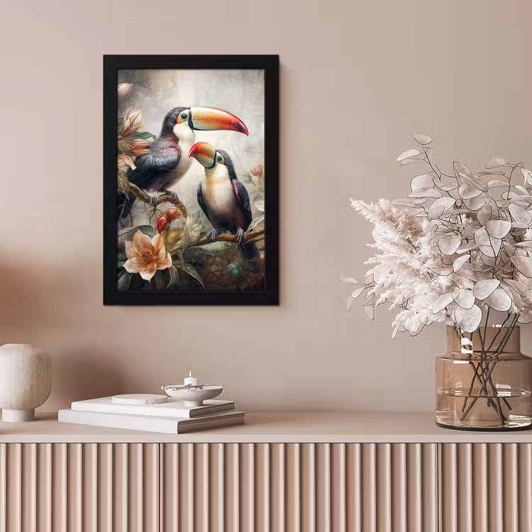 Toekan - Vogels - Bloemen - Jungle fotolijst zwart zonder passe partout klein -sfeer5