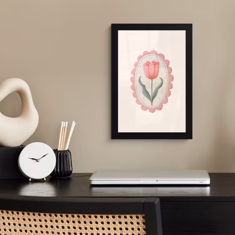Tulp - Lijst - Ovaal - Illustratie fotolijst zwart zonder passe partout klein -sfeer1