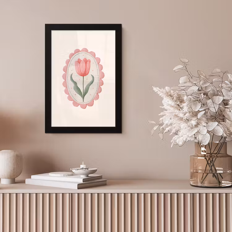 Tulp - Lijst - Ovaal - Illustratie fotolijst zwart zonder passe partout klein -sfeer5