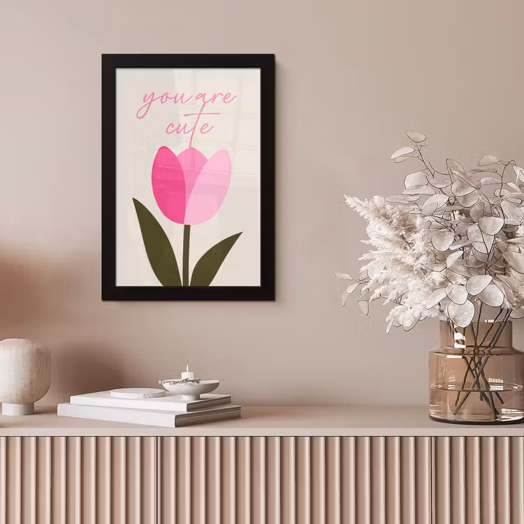 Tulp - Roze - Valentijn - Bloem fotolijst zwart zonder passe partout klein -sfeer5