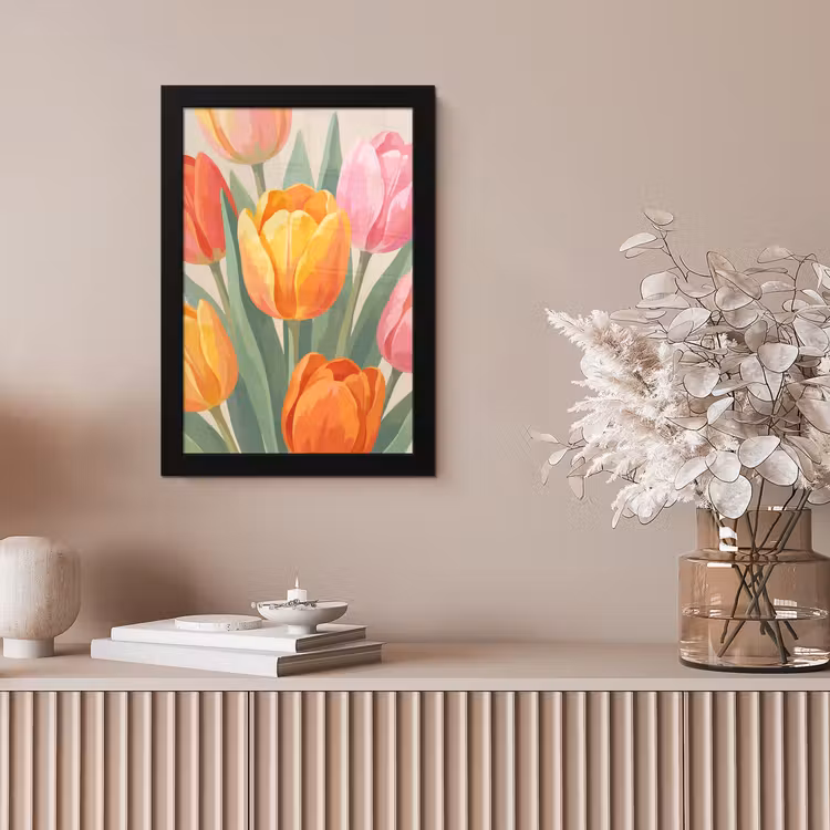 Tulpen - Abstract - Kleurrijk fotolijst zwart zonder passe partout klein -sfeer5