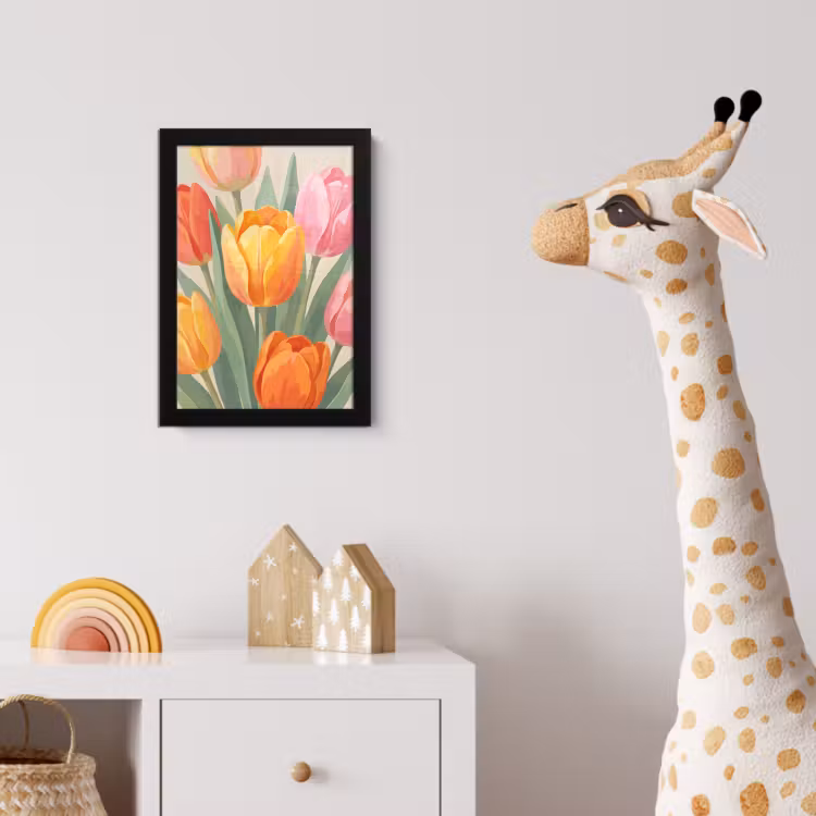 Tulpen - Abstract - Kleurrijk fotolijst zwart zonder passe partout klein -usfeer4_kinderkamer