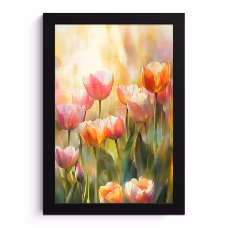 Tulpen - Sprookjesachtig - Kleurrijk fotolijst zwart zonder passe partout klein -3d