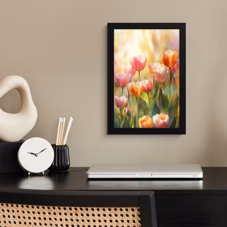 Tulpen - Sprookjesachtig - Kleurrijk fotolijst zwart zonder passe partout klein -sfeer1