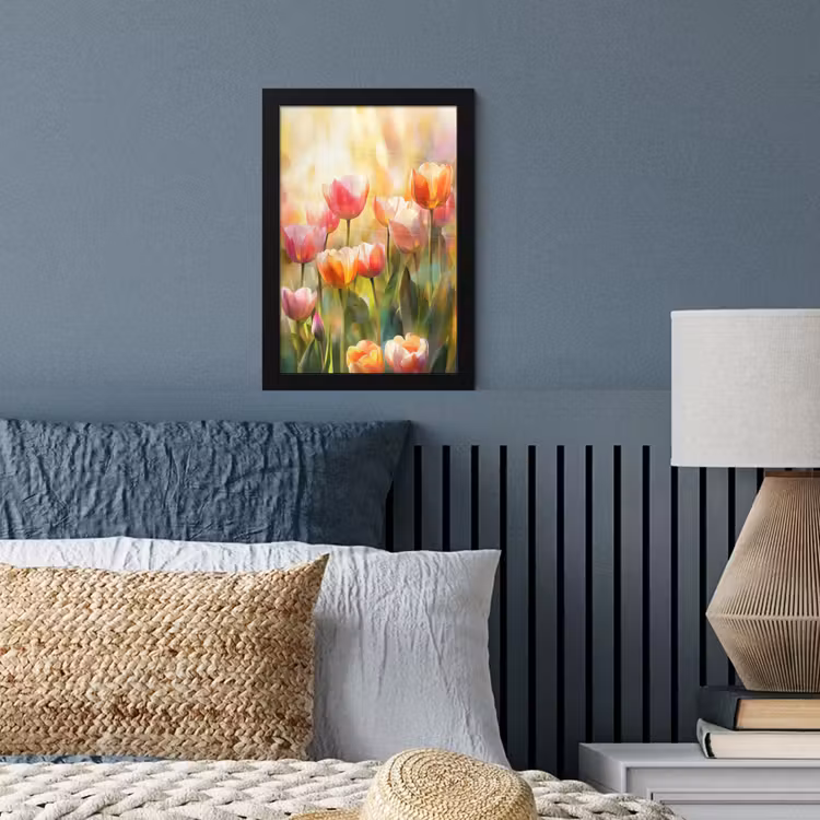 Tulpen - Sprookjesachtig - Kleurrijk fotolijst zwart zonder passe partout klein -sfeer3