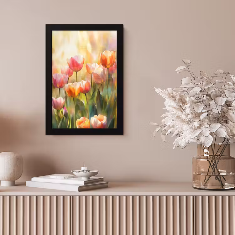 Tulpen - Sprookjesachtig - Kleurrijk fotolijst zwart zonder passe partout klein -sfeer5