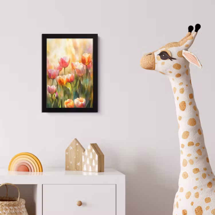 Tulpen - Sprookjesachtig - Kleurrijk fotolijst zwart zonder passe partout klein -usfeer4_kinderkamer
