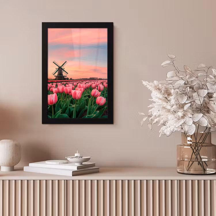 Tulpen - Molen - Nederland fotolijst zwart zonder passe partout klein -sfeer5