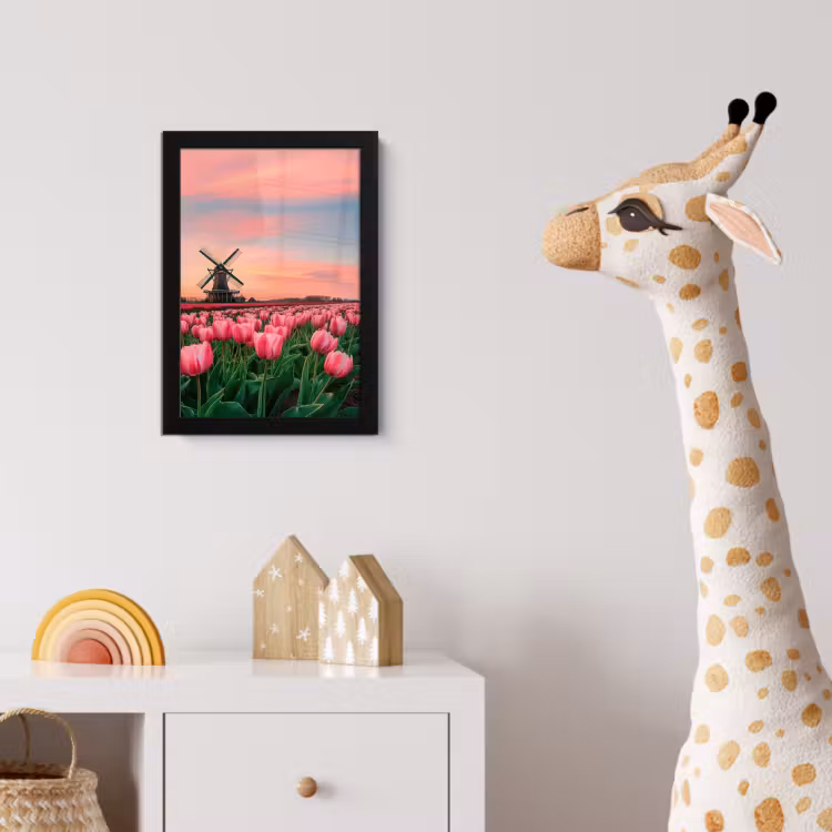 Tulpen - Molen - Nederland fotolijst zwart zonder passe partout klein -usfeer4_kinderkamer