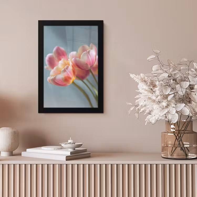 Tulpen - Roze - Stelen fotolijst zwart zonder passe partout klein -sfeer5