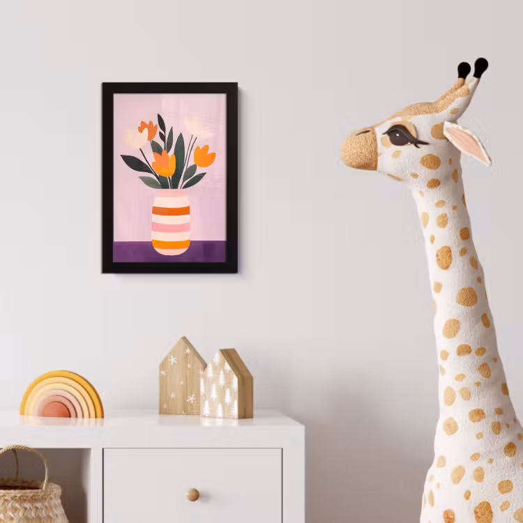 Tulpen - Vaas - Strepen - Paars fotolijst zwart zonder passe partout klein -usfeer4_kinderkamer