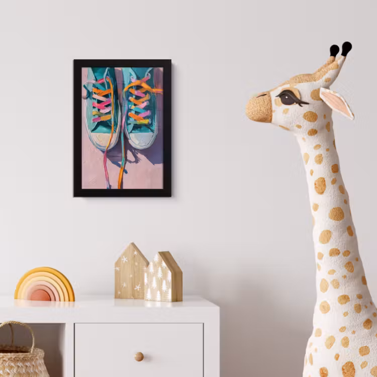 Sneakers - Veters - Kleurrijk - Schaduw fotolijst zwart zonder passe partout klein -usfeer4_kinderkamer