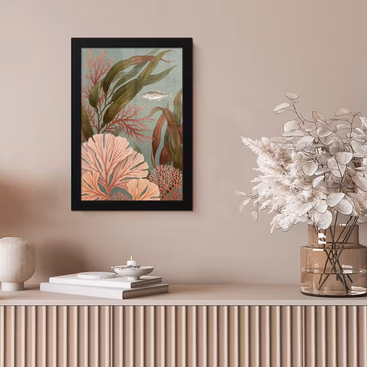 Onderwater - Planten - Vis - Vintage - Groen fotolijst zwart zonder passe partout klein -sfeer5