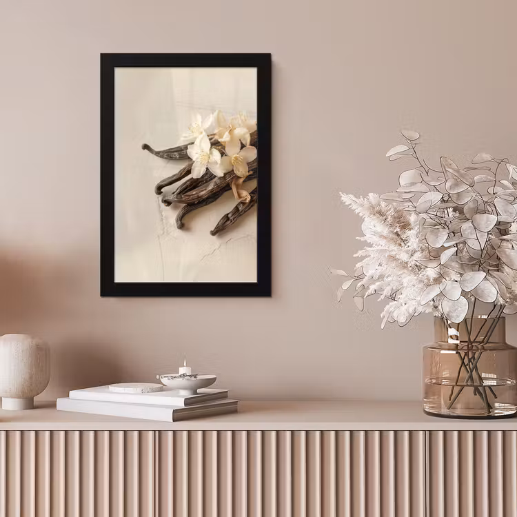 Vanille - Bloemen - Beige fotolijst zwart zonder passe partout klein -sfeer5