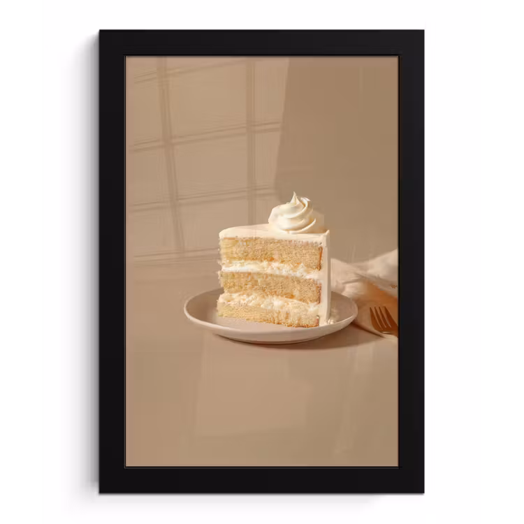 Vanilletaart - Cake - Romig fotolijst zwart zonder passe partout klein -3d