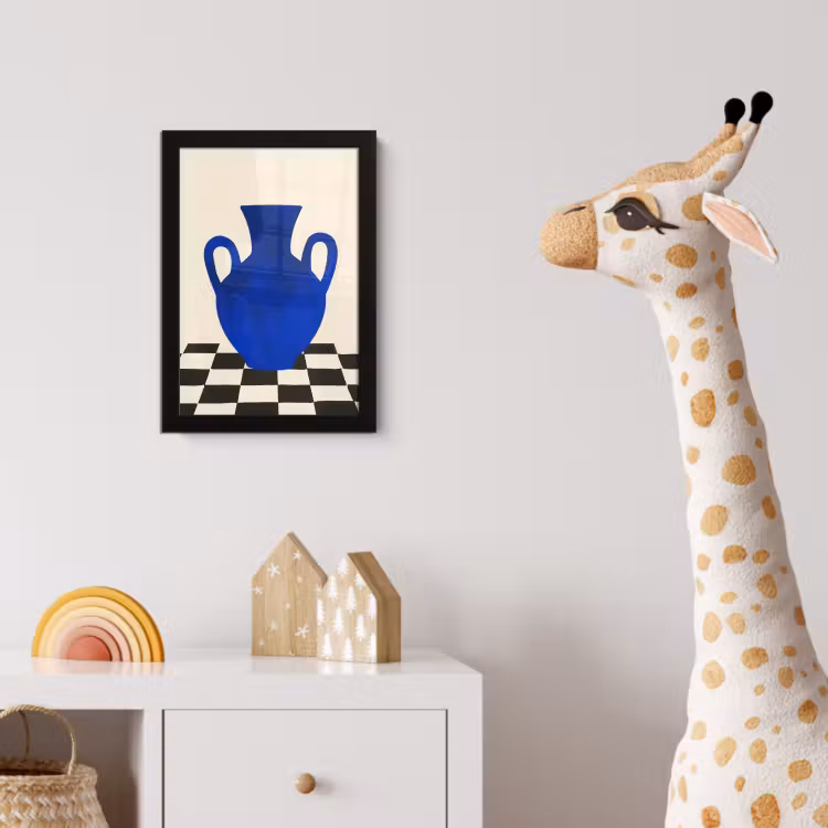 Vaas - Blauw - Geblokt - Modern fotolijst zwart zonder passe partout klein -usfeer4_kinderkamer