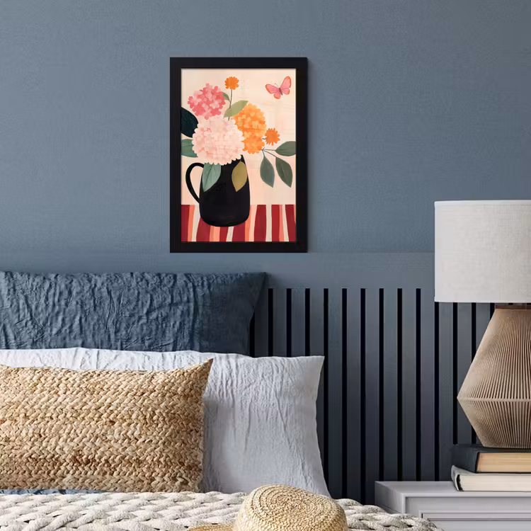 Vaas - Bloemen - Vlinder - Rood fotolijst zwart zonder passe partout klein -sfeer3