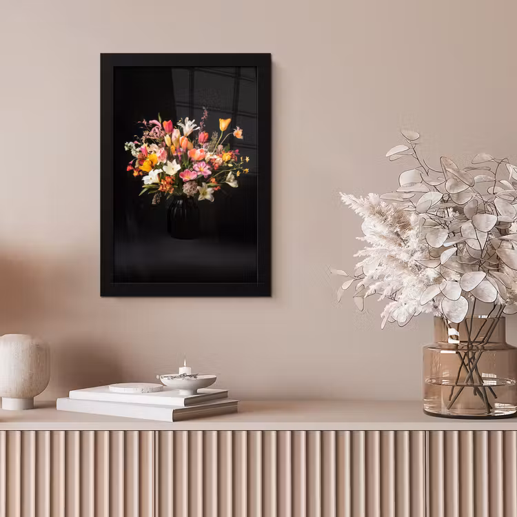 Vaas - Bloemen - Tulpen fotolijst zwart zonder passe partout klein -sfeer5