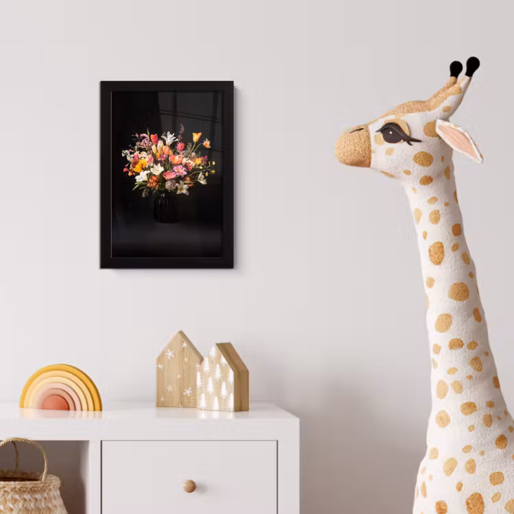 Vaas - Bloemen - Tulpen fotolijst zwart zonder passe partout klein -usfeer4_kinderkamer